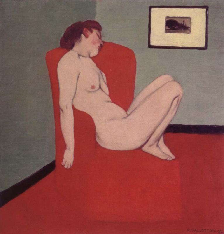 Felix Vallotton Nude Seated in a red armchair oil painting image
